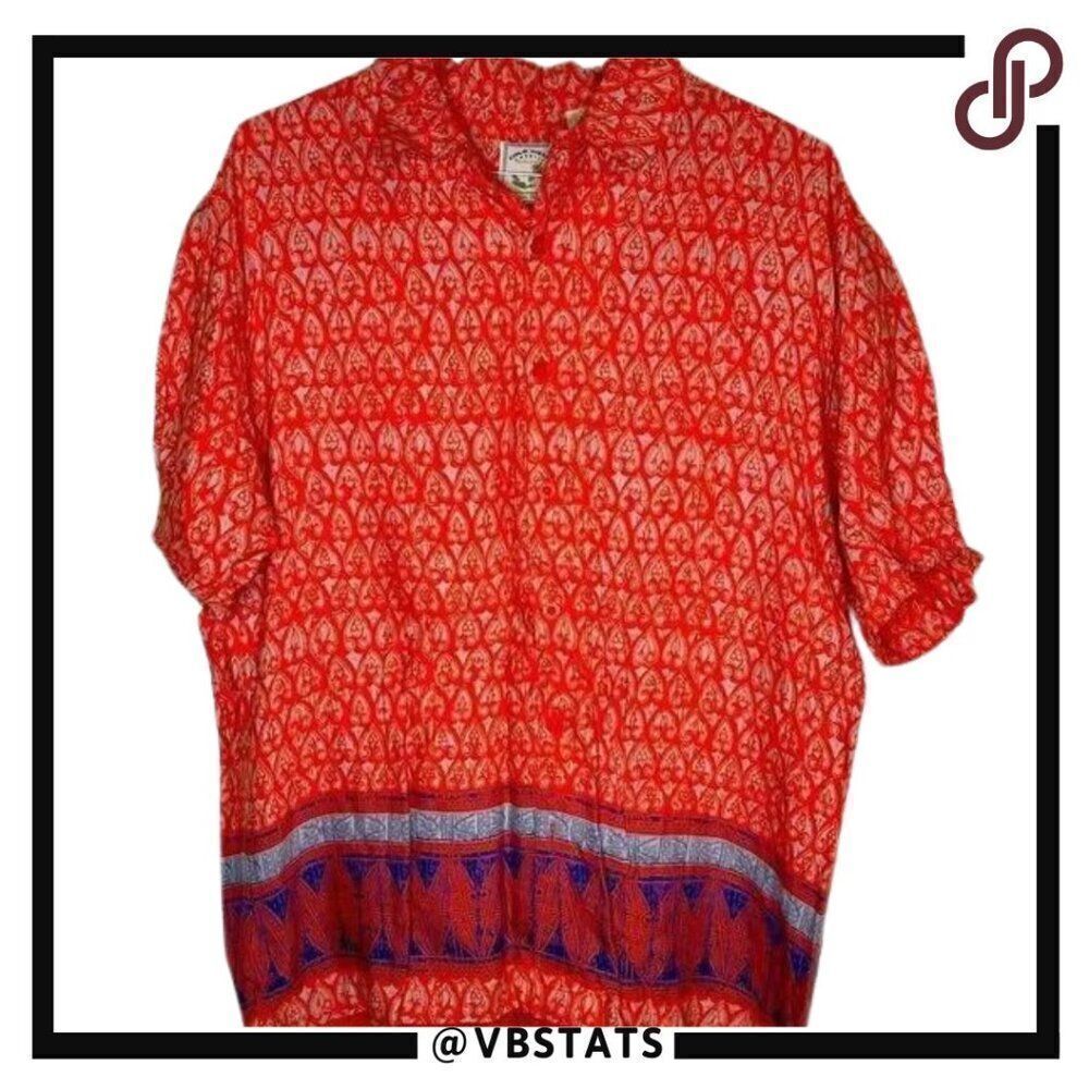 Large Colo Wear Orange-Blue Print SS Shirt‎